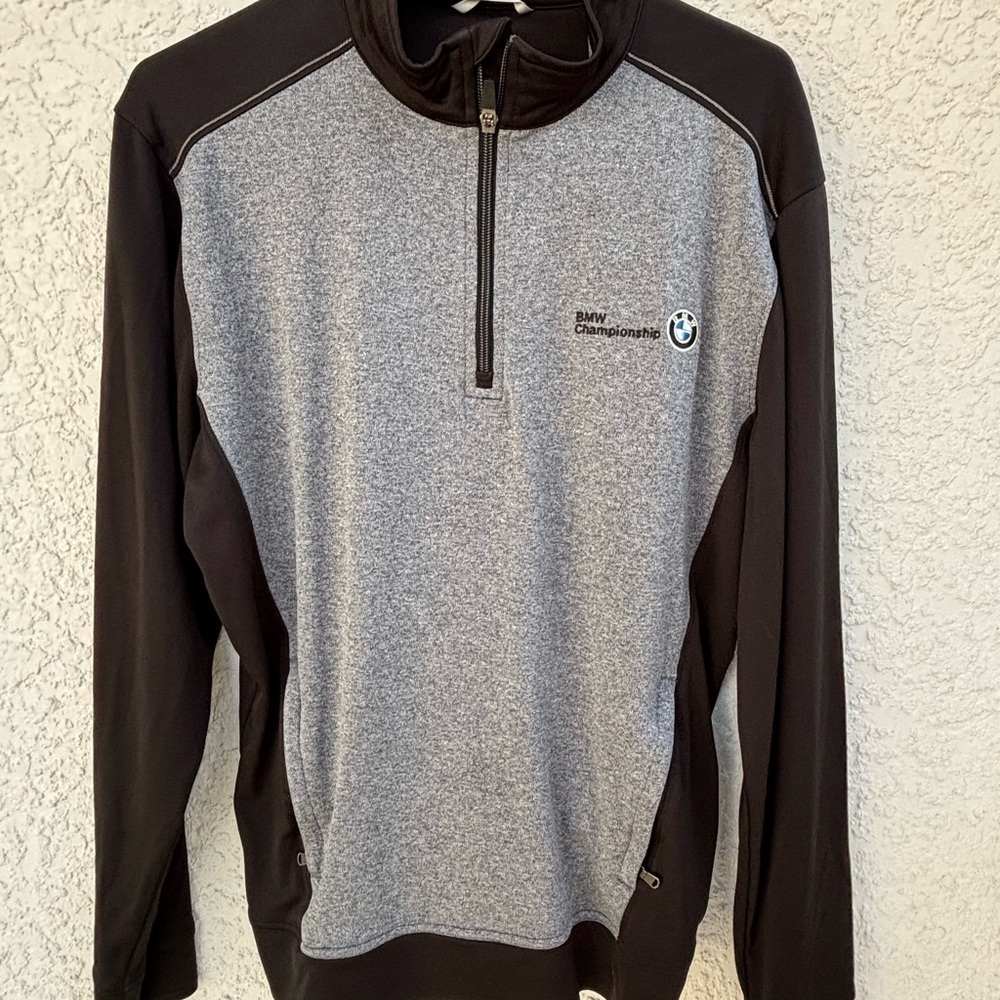 Gray and Black Lightweight Shirt‎ Jacket with Quarter-Zip - Picture 3 of 7